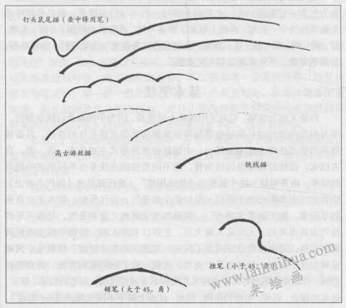 釘頭鼠尾描，禽鳥白描畫法的基本筆法