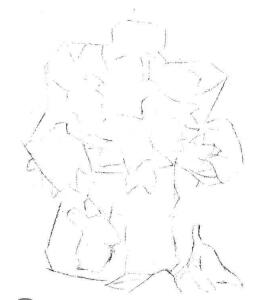小盆栽木盆花卉素描畫(huà)法步驟02