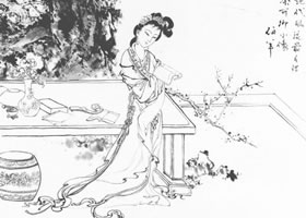 秦可卿小像白描仕女畫稿