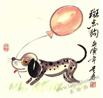 斑點(diǎn)狗兒童水墨畫畫法步驟05