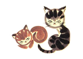 兩只小花貓兒童水墨畫(huà)畫(huà)法