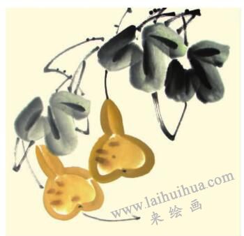 秋葫蘆兒童水墨畫(huà)畫(huà)法步驟04