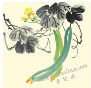 絲瓜兒童水墨畫(huà)畫(huà)法步驟04