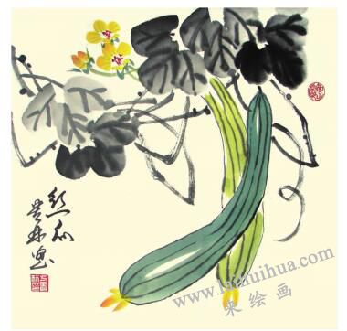 絲瓜兒童水墨畫(huà)畫(huà)法步驟05