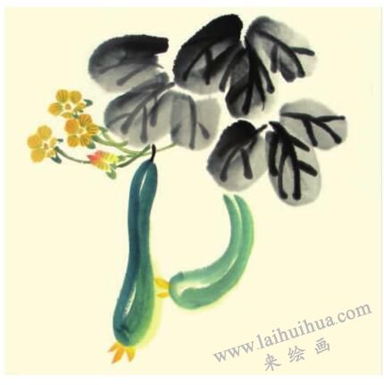 黃瓜兒童水墨畫(huà)畫(huà)法步驟03