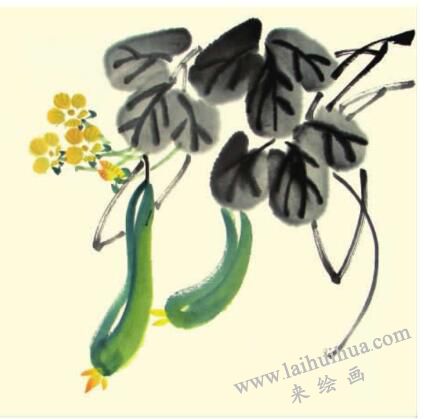 黃瓜兒童水墨畫(huà)畫(huà)法步驟04