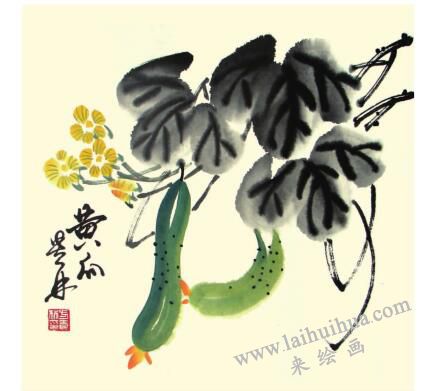 黃瓜兒童水墨畫(huà)畫(huà)法步驟05