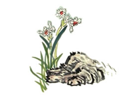 水仙花兒童水墨畫畫法