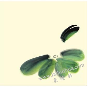 小荷花荷葉兒童水墨畫畫法步驟01