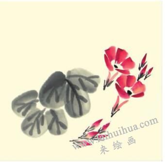 牽牛花兒童水墨畫畫法步驟03