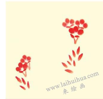 凌霄花兒童水墨畫畫法步驟02