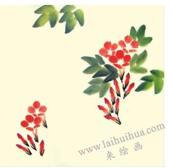 凌霄花兒童水墨畫畫法步驟03