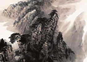 水墨山水畫《云涌黃山》作品