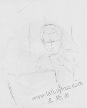 看報(bào)的男人素描畫法步驟01