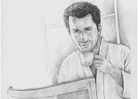 看報的男人素描畫法