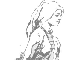 布朗族婦女站像中國(guó)畫速寫