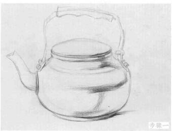 不銹鋼水壺作畫步驟與結構素描練習01