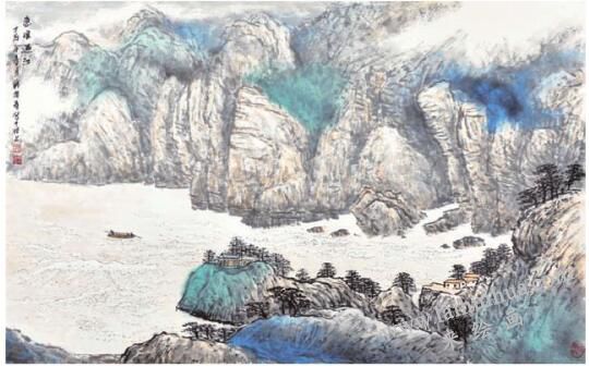 勾線法畫(huà)江河《急浪遇江》