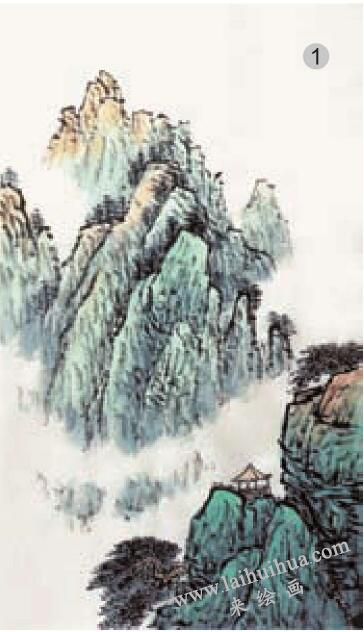 青綠山水畫的山石著色方法之烘染法01