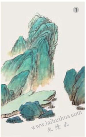 青綠山水畫的山石著色方法之勾金法01
