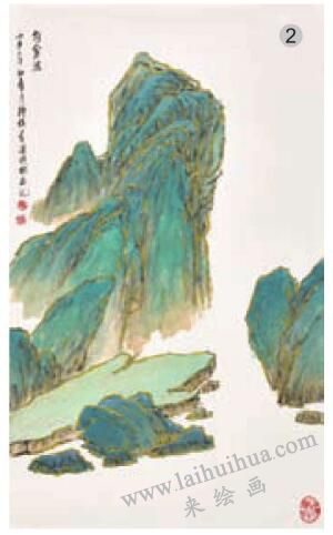 青綠山水畫的山石著色方法之勾金法02