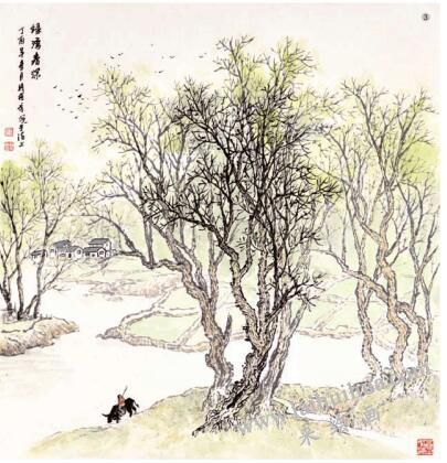 《綠灣春深》的畫法步驟03