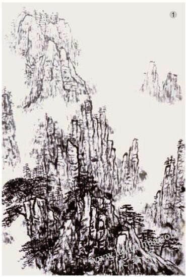 《黃山云煙》的畫法步驟01