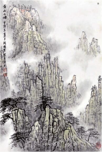《黃山云煙》的畫法步驟03