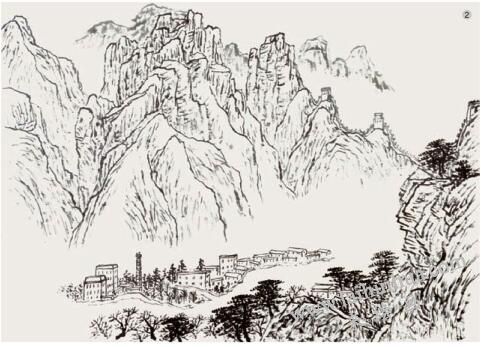 山水畫(huà)《黃崖太平寨遠(yuǎn)眺》的畫(huà)法步驟02