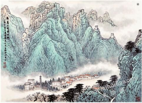山水畫(huà)《黃崖太平寨遠(yuǎn)眺》的畫(huà)法步驟04