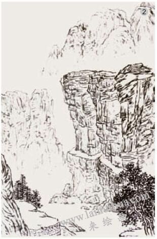 焦墨山水畫(huà)的畫(huà)法步驟二
