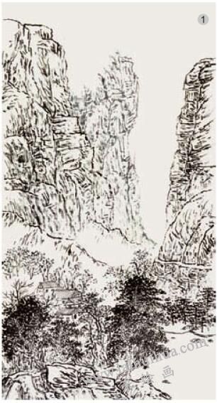 積墨山水畫《太行山居圖》畫法步驟01