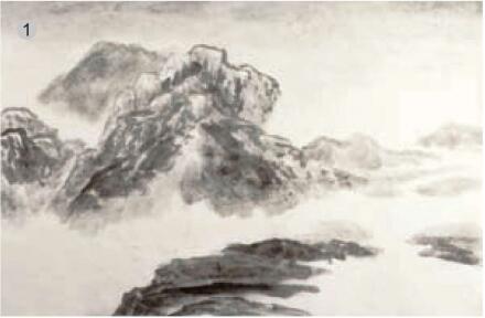 濃破淡法畫法步驟01，破墨山水畫的畫法步驟