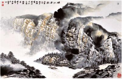 水墨相破法畫法步驟03，破墨山水畫的畫法步驟