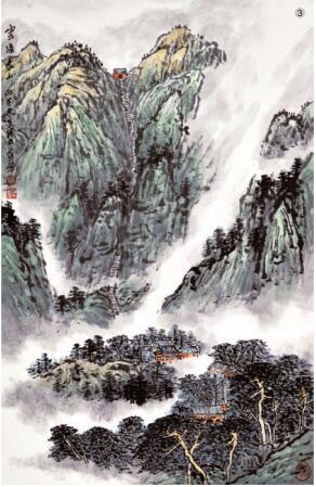 水墨赭綠重彩畫(huà)法步驟03