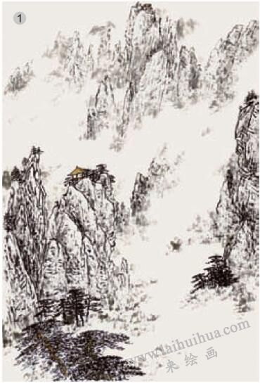 干畫(huà)法畫(huà)云步驟01