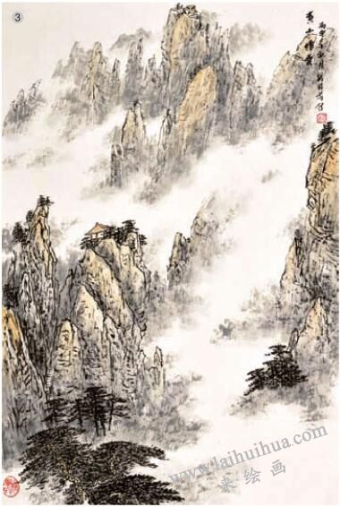 干畫(huà)法畫(huà)云步驟03