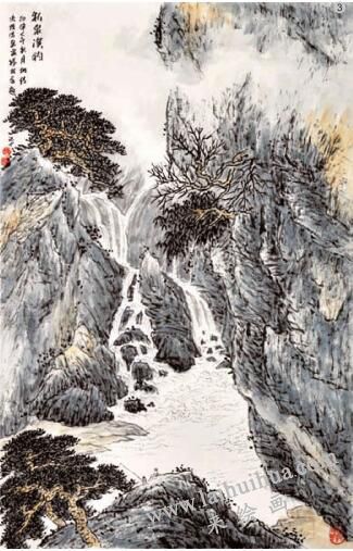 勾線法03，水墨山水畫流泉、瀑布的畫法