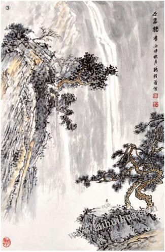 空白法03，水墨山水畫流泉、瀑布的畫法