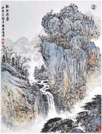 《秋山流泉》混染法畫(huà)法步驟02