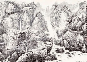 水墨山水畫路徑及棧道的畫法