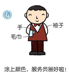 服務員簡筆畫畫法步驟04