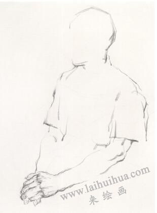 老人側(cè)面像素描作畫(huà)步驟01