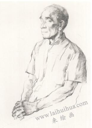 老人側(cè)面像素描作畫(huà)步驟02