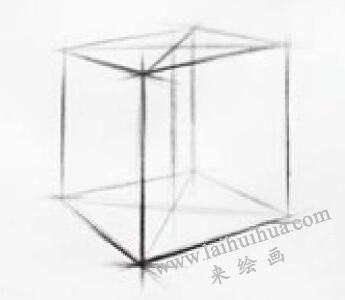 正方體的素描畫法步驟04，幾何形體素描訓(xùn)練