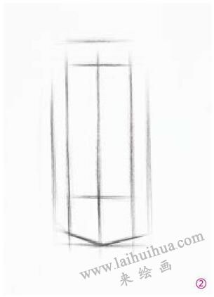 八棱柱的素描畫法步驟02，幾何形體素描訓(xùn)練