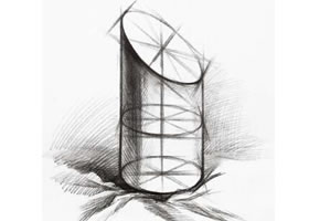 切面圓柱的素描畫法