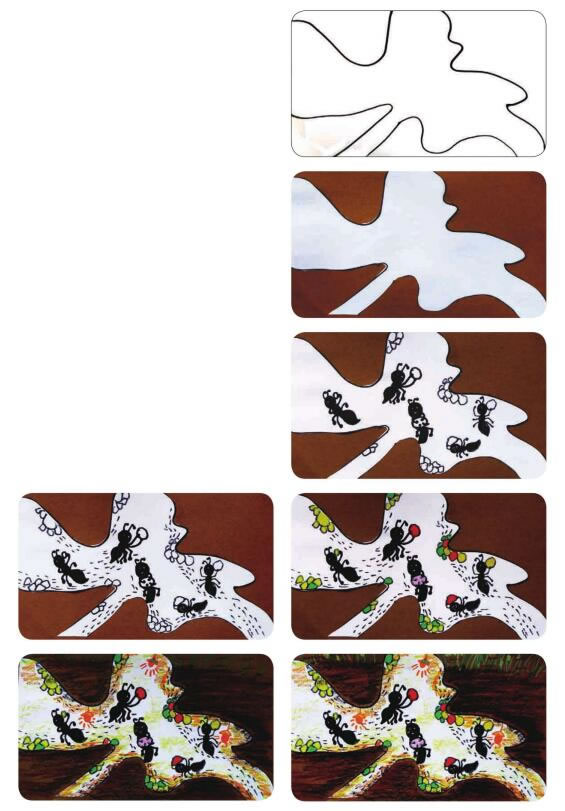 螞蟻的家兒童畫教學(xué)過程