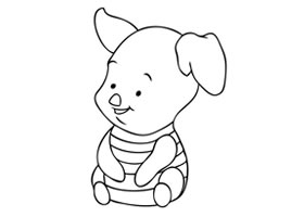 卡通小動物小胖豬簡筆畫