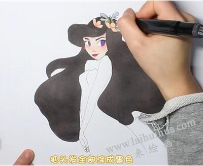 茉莉公主簡(jiǎn)筆畫(huà)畫(huà)法步驟03